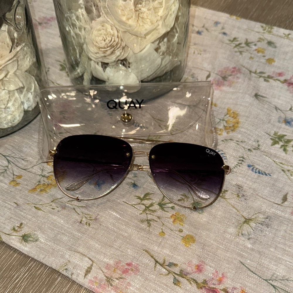 Quay Gradient Sunglasses with Gold Frame